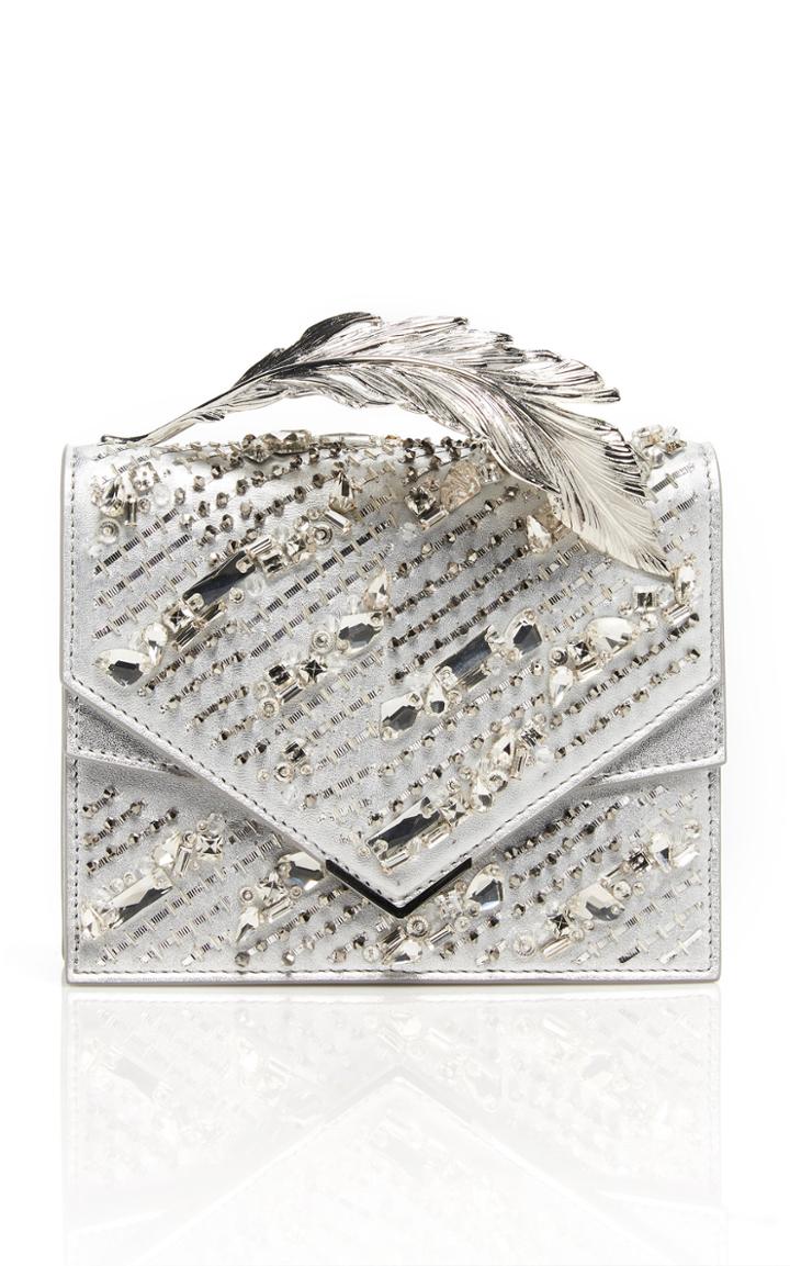 Ralph & Russo Alina Crystal Embroidered Leather Clutch