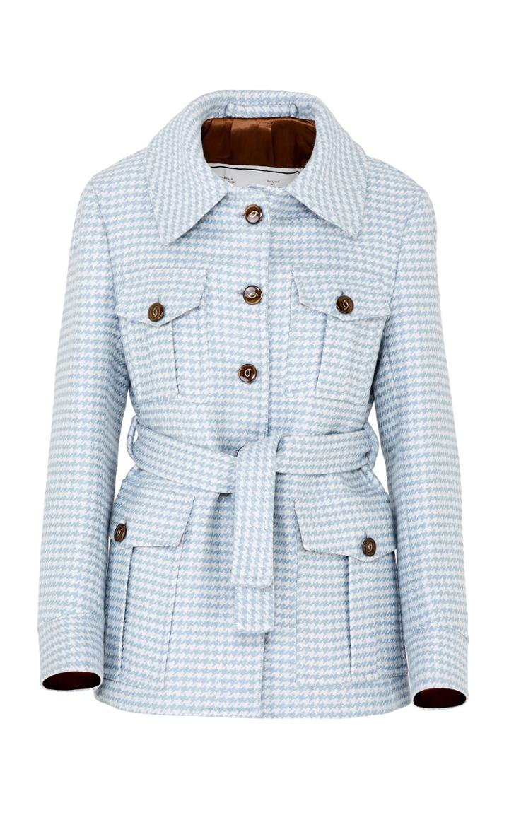 Moda Operandi Giuliva Heritage The Sahariana Belted Houndstooth Wool Jacket