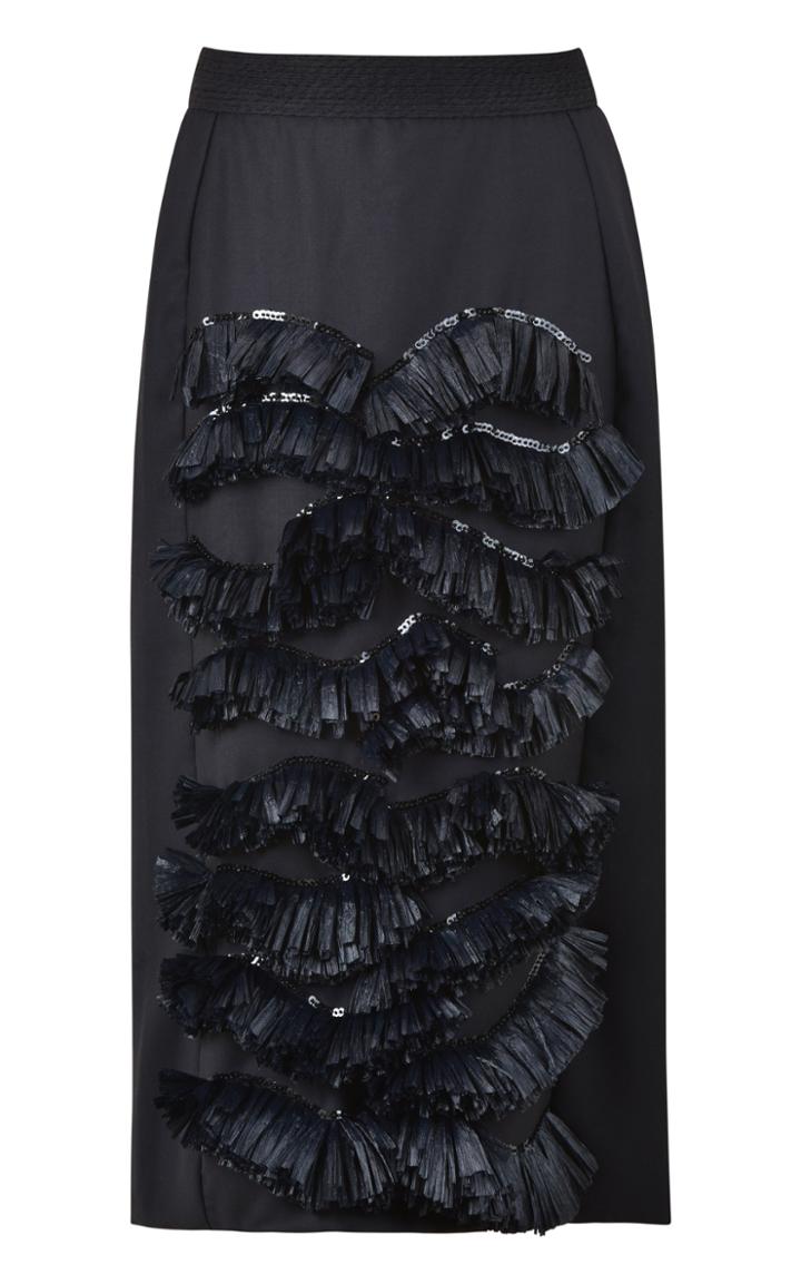 Moda Operandi Johanna Ortiz Perfect Pair Raffia-trimmed Wool Midi Skirt