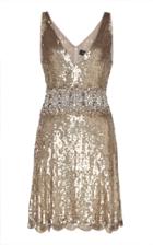 Jenny Packham Effie V-neckline Jeweled Mini Dress