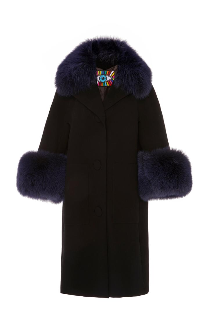 Libertine Patch Pocket Coat With Fur Collar And Cuffs