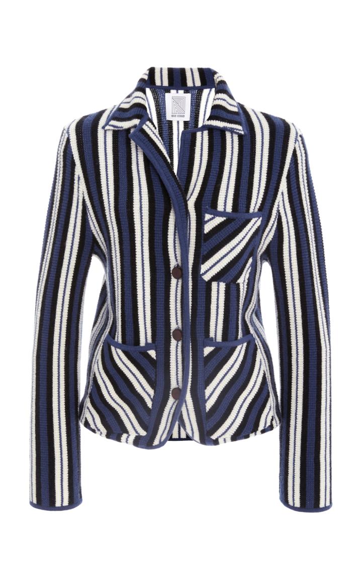 Rosie Assoulin Cashmere Intarsia Knit Blazer