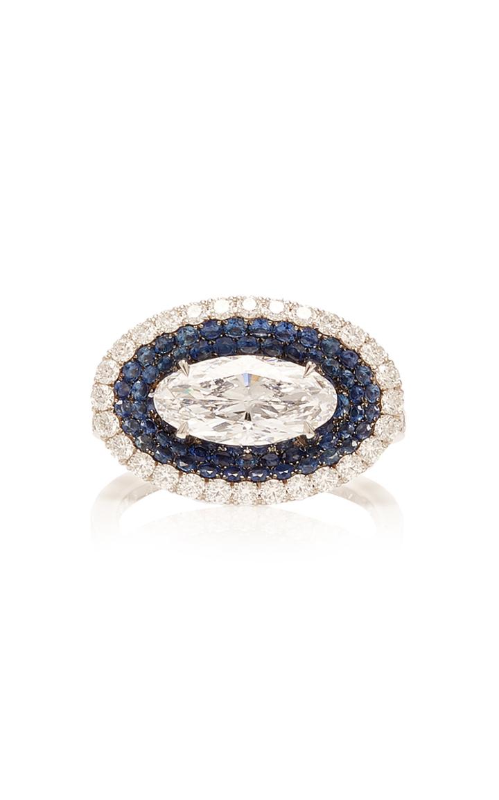 Martin Katz Platinum Sapphire And Diamond Ring