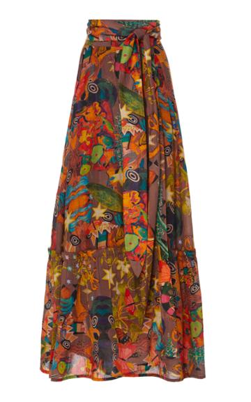 Chufy Khuyana Wrap-effect Cotton-silk Maxi Skirt