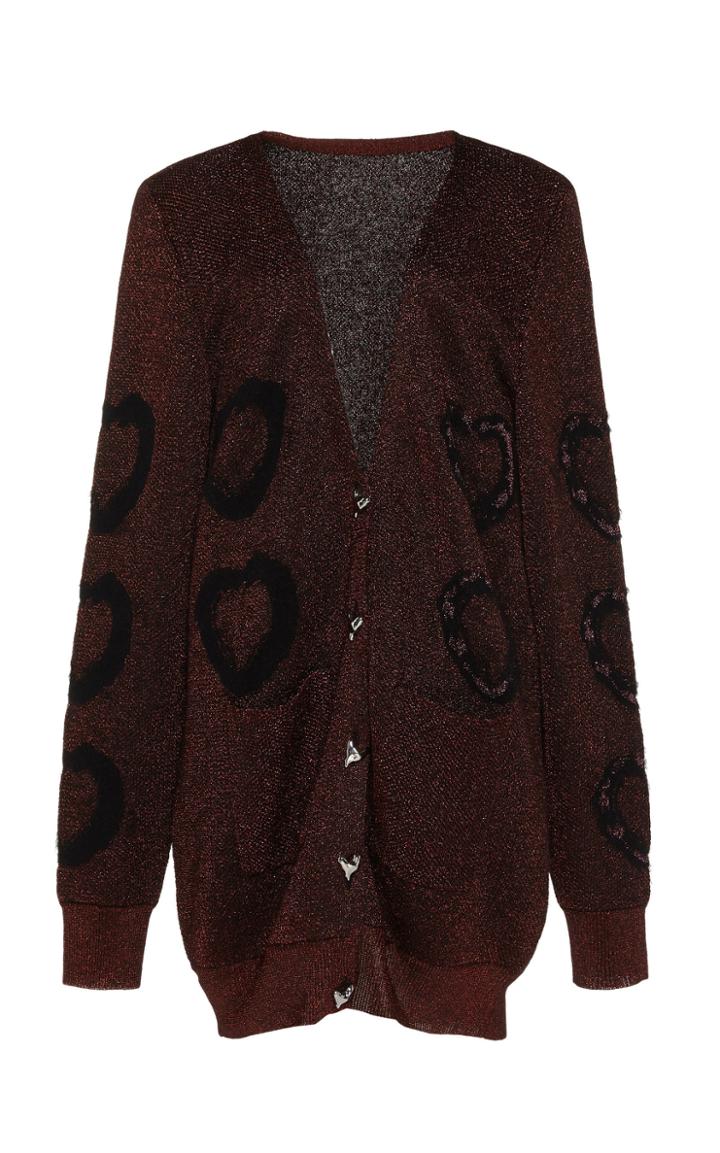 Moda Operandi Anas Jourden Heart-pattern Lurex Cardigan Size: 40