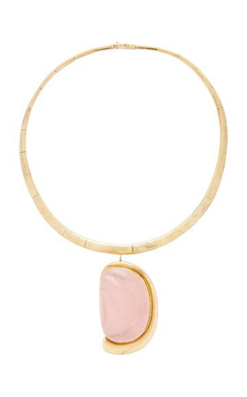 Mahnaz Collection Limited Edition 18k Gold And Forma Livre Carved Rose Quartz Brooch Pendant On A Torque Collar By Haroldo Burle Marx C. 1975