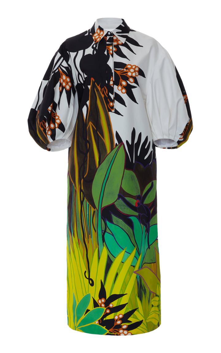 Moda Operandi Valentino Printed Cotton Midi Dress Size: 36