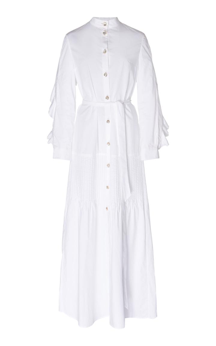 Huishan Zhang Carly Cotton Poplin Flounce Maxi Dress