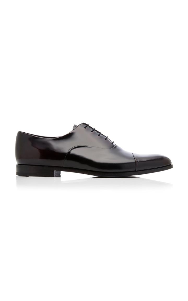 Prada Spazzolato Fume Two-tone Patent-leather Dress Shoes