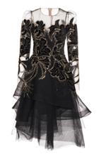 Monique Lhuillier Long Sleeve Tiered Dress