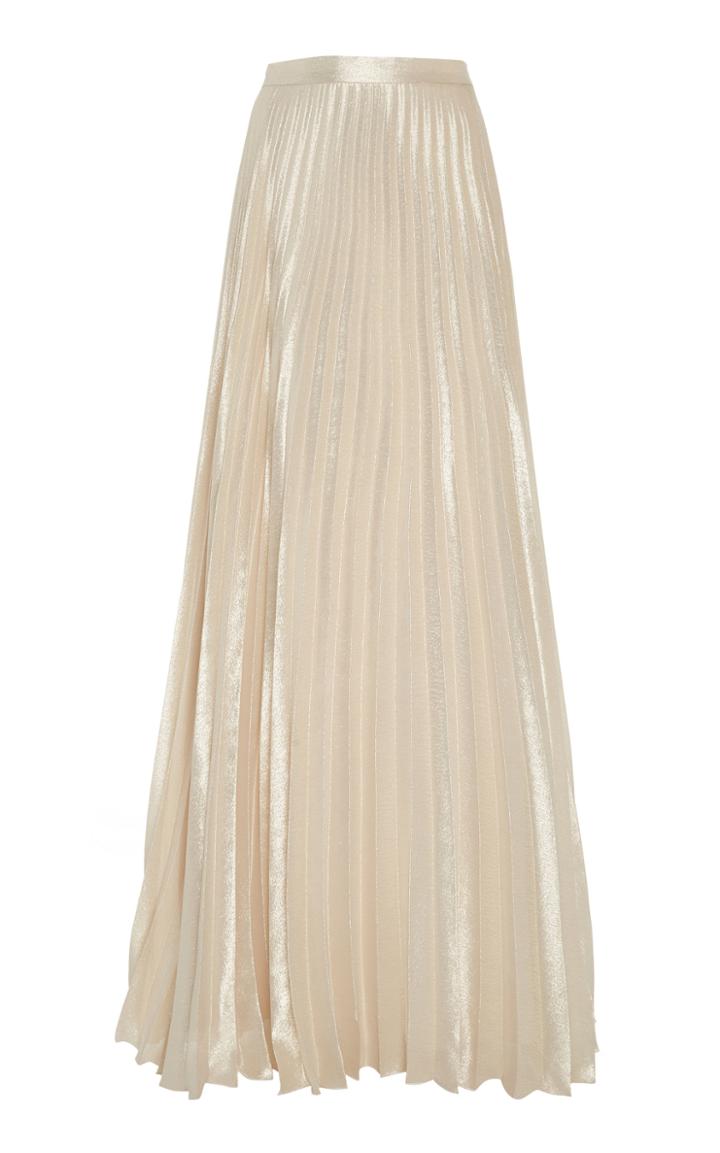 Max Mara Pacato Metallic Pliss Maxi Skirt