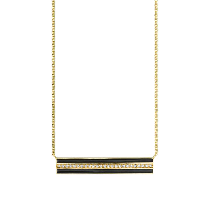 Sydney Evan Enamel Stripe And Pave Bar Necklace