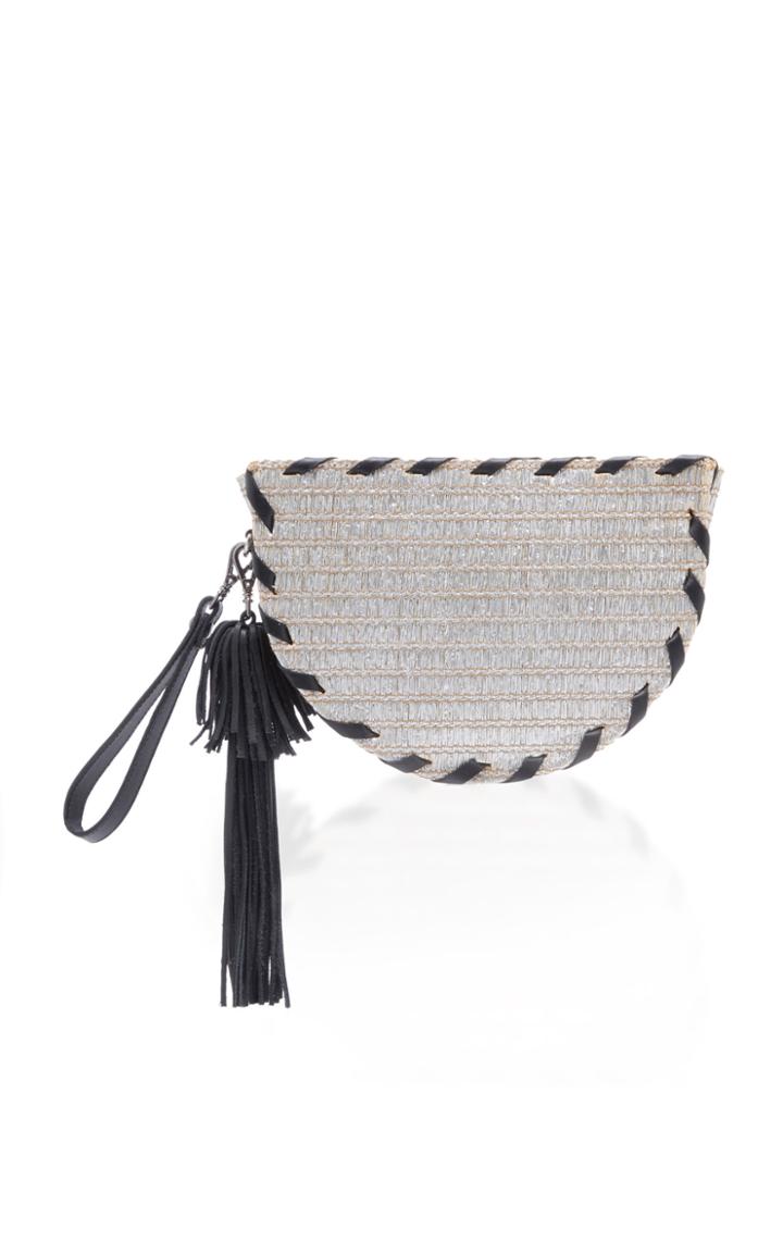 Poolside Small Metallic Raffia Clutch