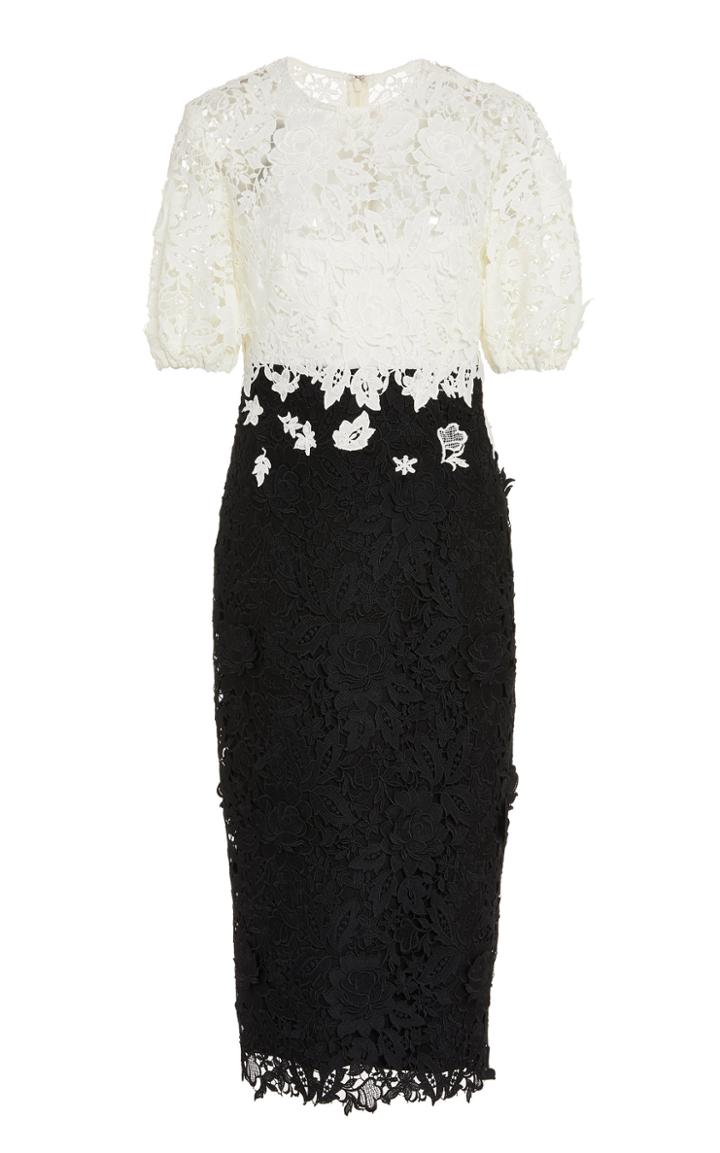 Lela Rose Two-tone Guipure Lace Dress Size: 0