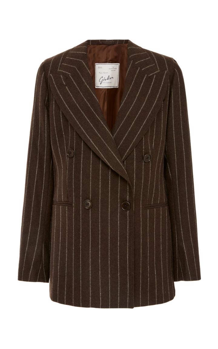 Giuliva Heritage Stella Chalk Stripe Double-breasted Wool Blazer