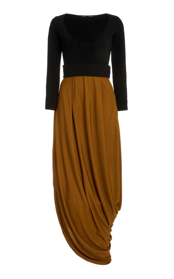 Proenza Schouler Belted Two-tone Jersey Midi Dress