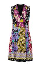 Etro Patchwork Cady V-neck Dress