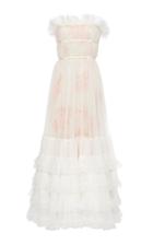 Giambattista Valli Floral Tulle Ruffled Strapless Gown