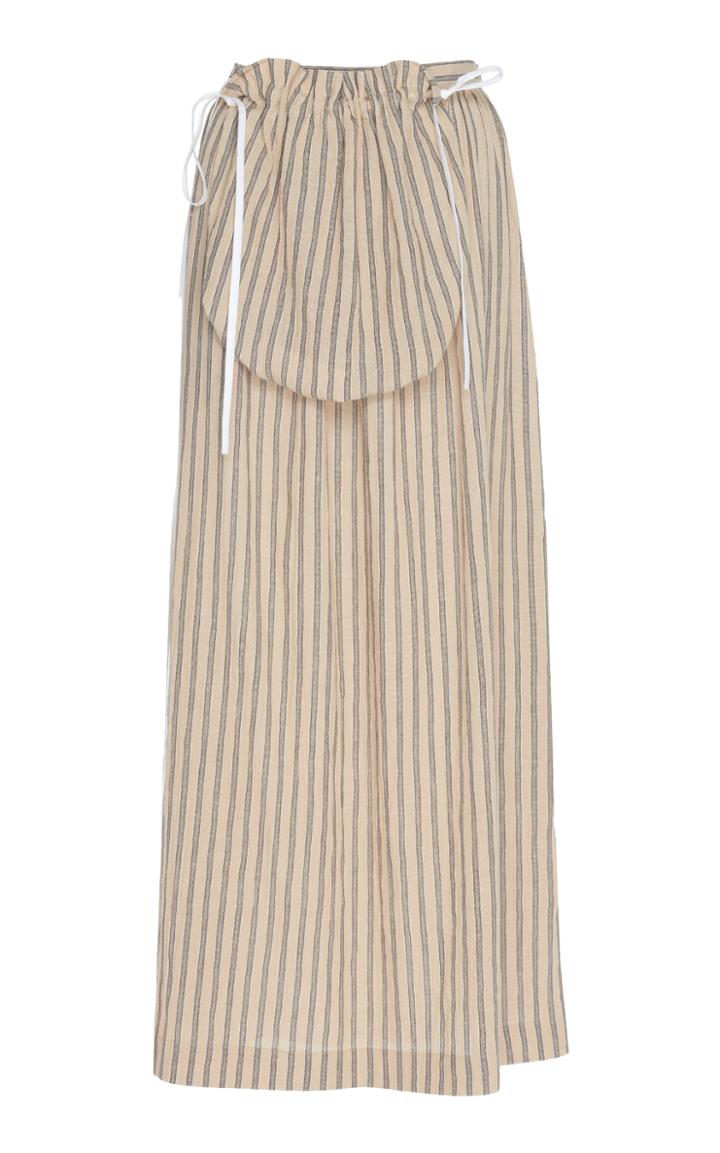 Loewe Striped Cotton-poplin Midi Skirt