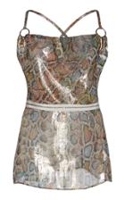 Roberto Cavalli Metallic Silk Draped Top