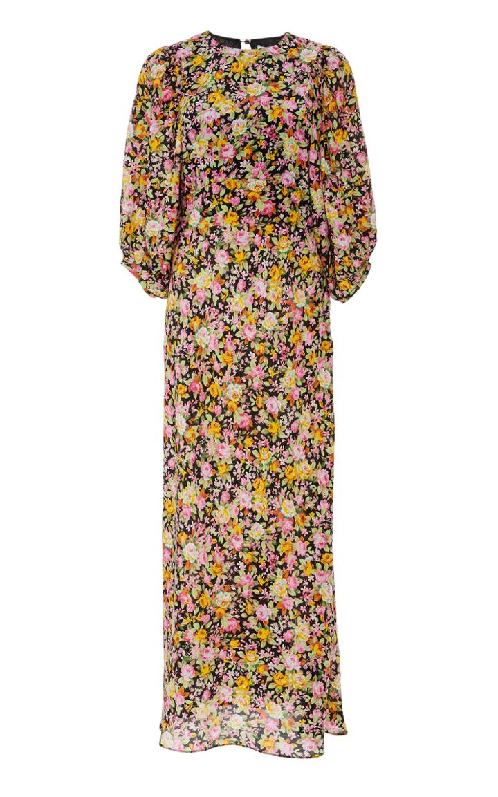 Les Rveries Floral-print Silk-chiffon Midi Dress