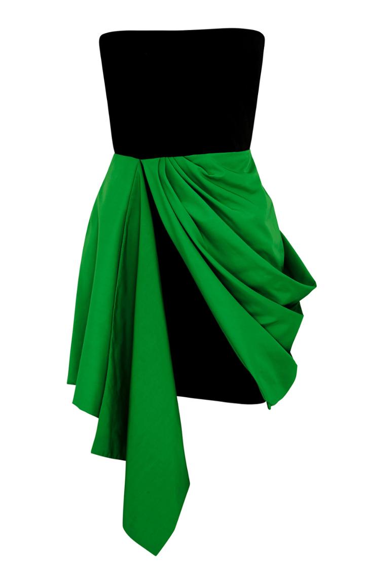 Alex Perry Reyes Strapless Velvet Mini Dress With Taffeta Overlay