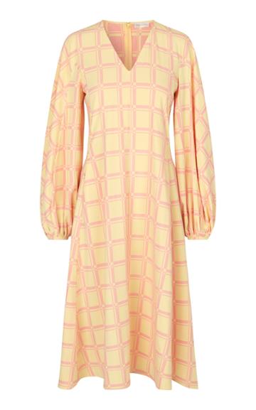 Moda Operandi Stine Goya Rosen Puff-sleeve Check-print Crepe Midi Dress