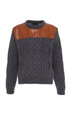 Prada Leather Panel Wool Sweater