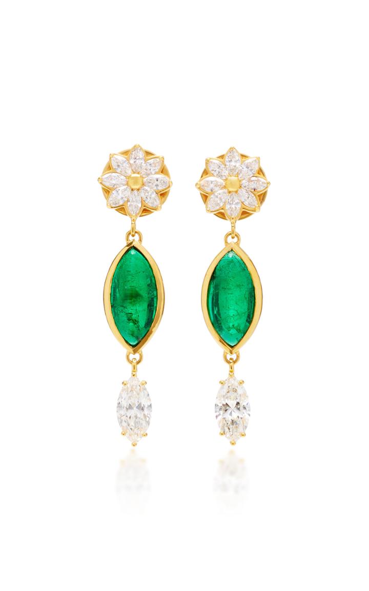 Buddha Mama One-of-a-kind Diamond Flower Drop Earrings