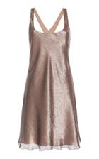 Alberta Ferretti Silk Lame Bias-cut Dress