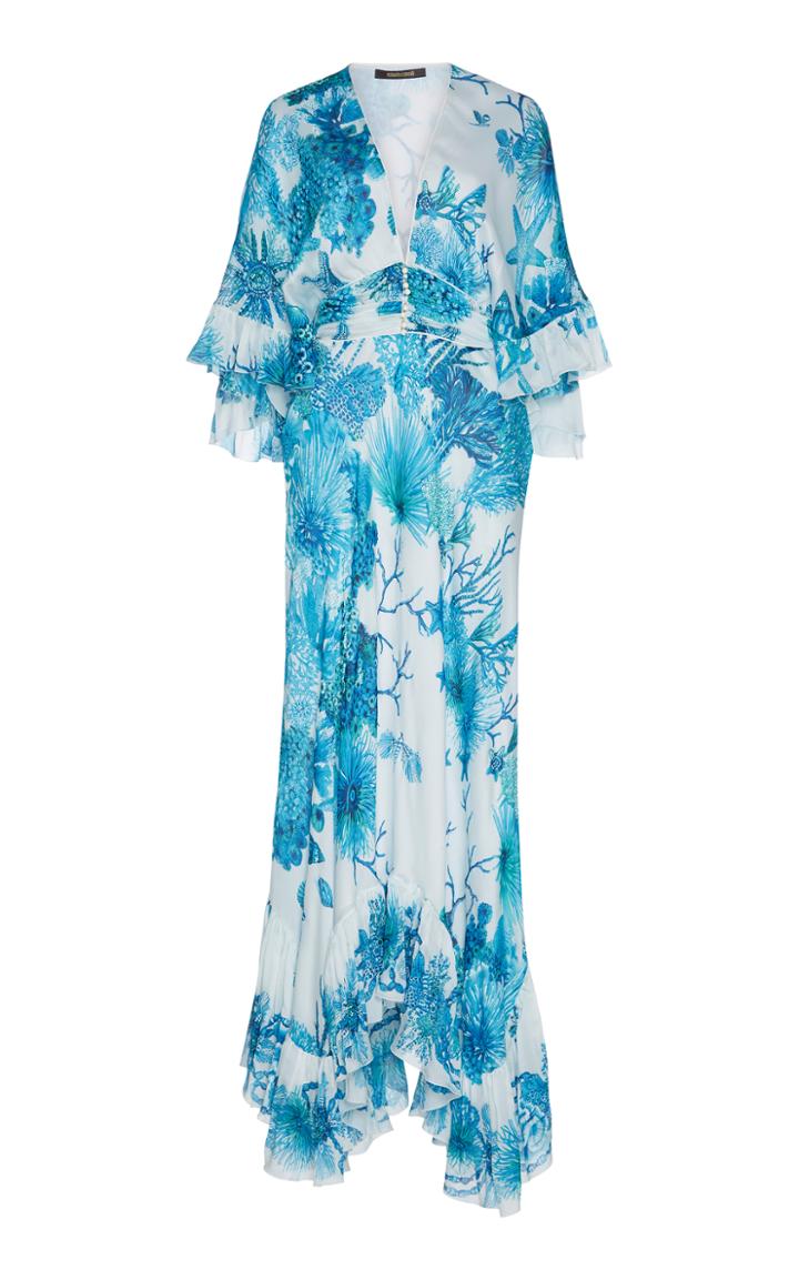 Roberto Cavalli Silk Ruffled Hem Dress
