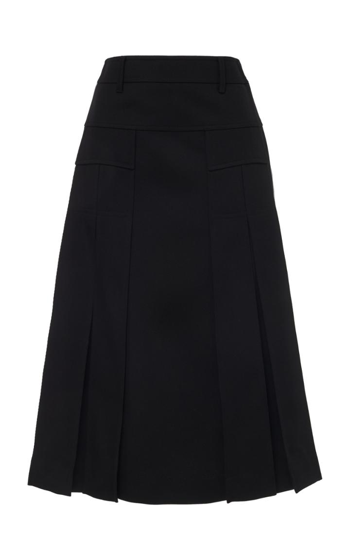 Prada Contrast Wool Midi Skirt