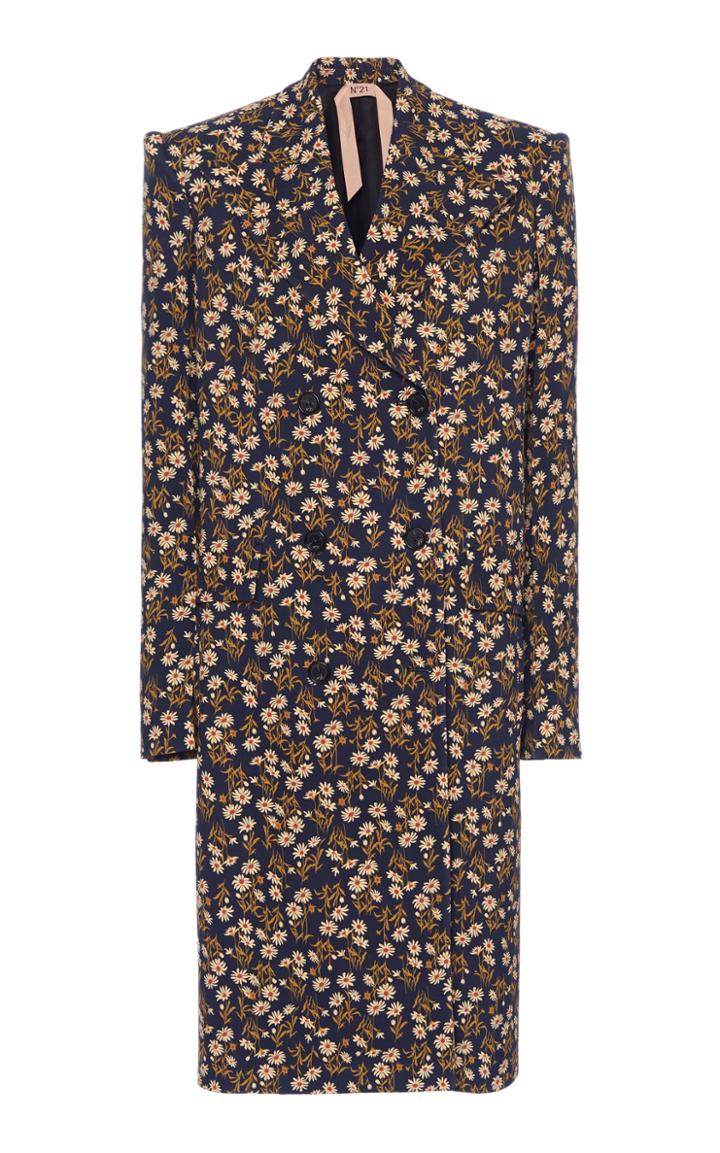 Moda Operandi N21 Floral-print Cape-effect Cady Coat Size: 44