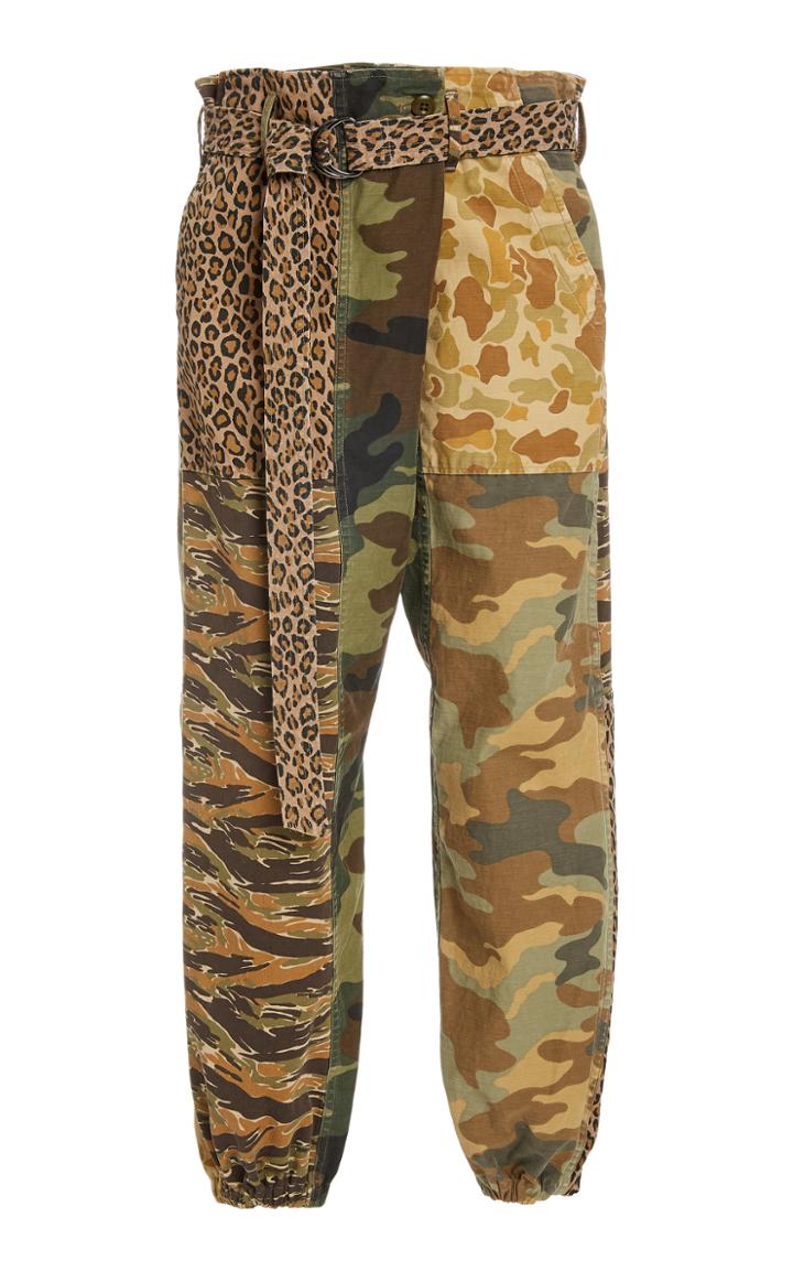 R13 Belted Patchwork Cotton-twill Tapered Pants