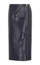 Versace Ruffled Leather Pencil Skirt