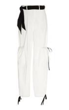 Moda Operandi Rosie Assoulin Bow-embellished Cotton Straight-leg Pants Size: 0