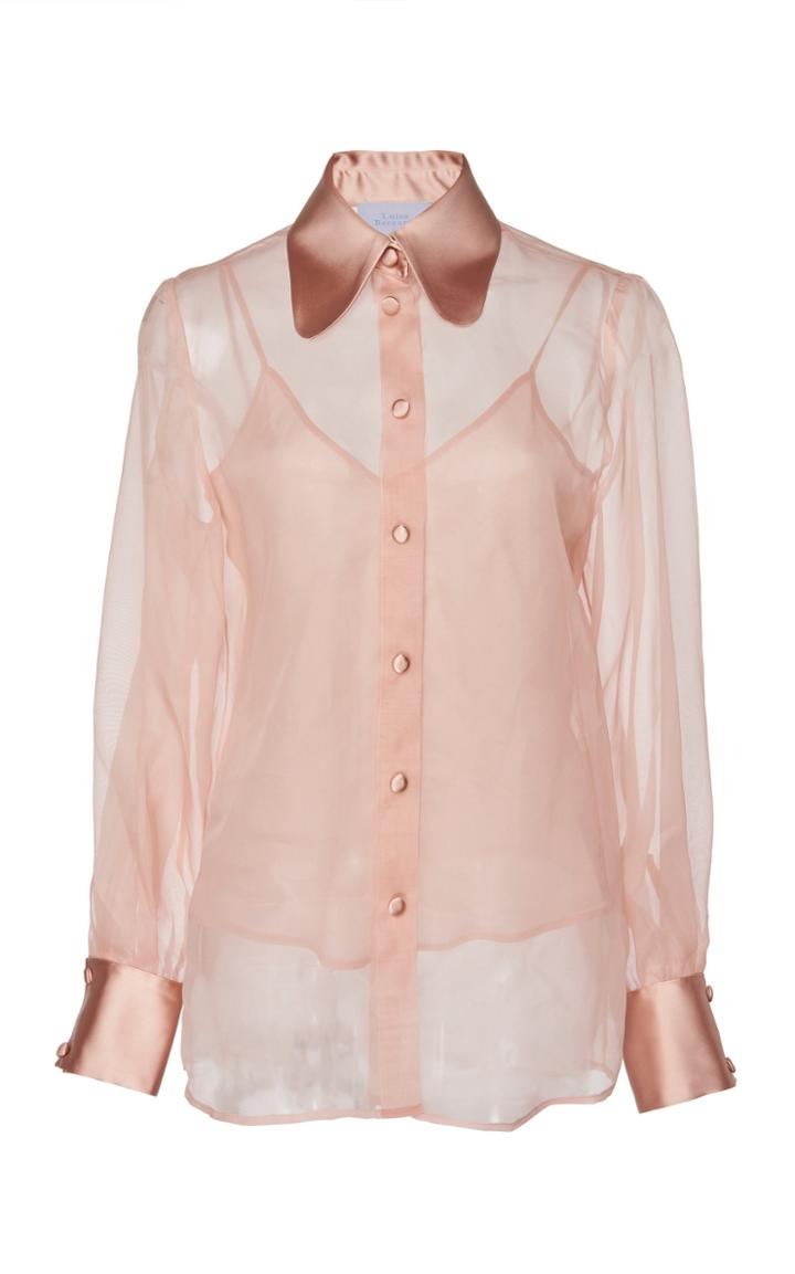 Luisa Beccaria Silk Chiffon Blouse With Satin Collar