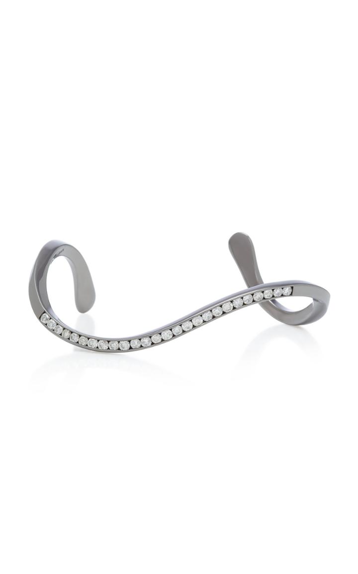 Lynn Ban Jewelry Black Rhodium Silver Wave Channel Bangle