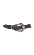 Alberta Ferretti Silver-tone Buckle Croc-effect Leather Belt