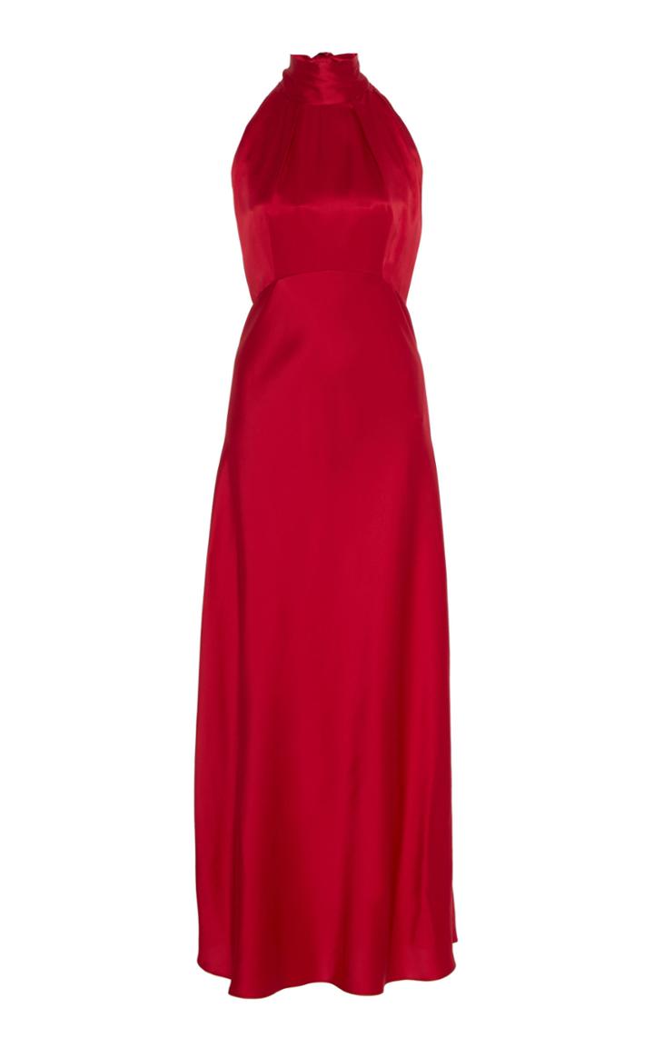 Saloni Michelle Bow-embellished Silk Midi Dress