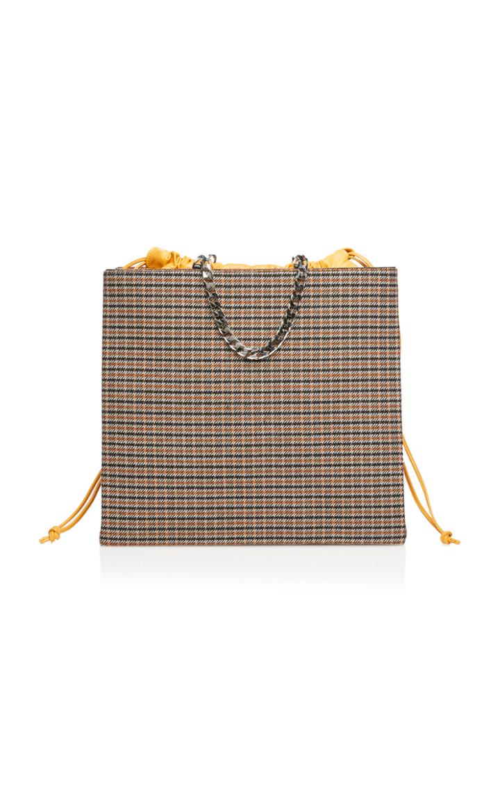 Victoria Beckham Chain-linked Wool Checked Shopper