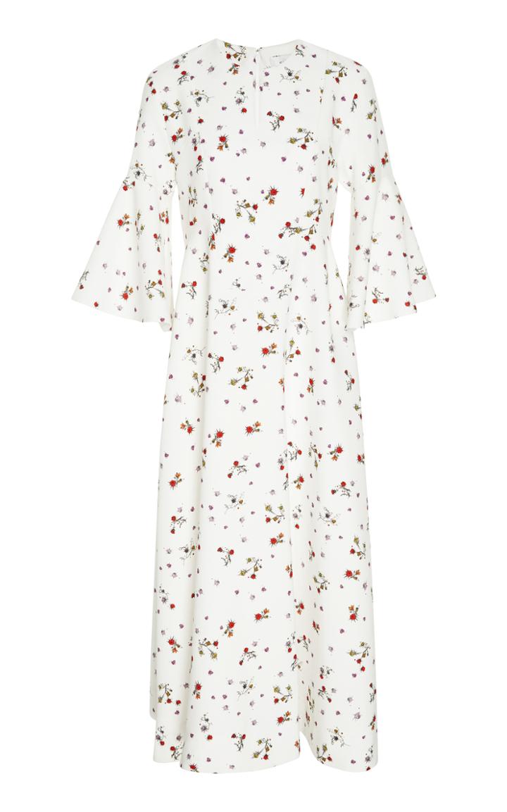 Carven Floral Print Crepe Midi Dress