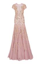 Georges Hobeika Cap Sleeve Bead Embroidered Gown