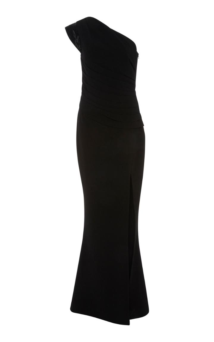 Rachel Gilbert Sachi One-shoulder Crepe Gown