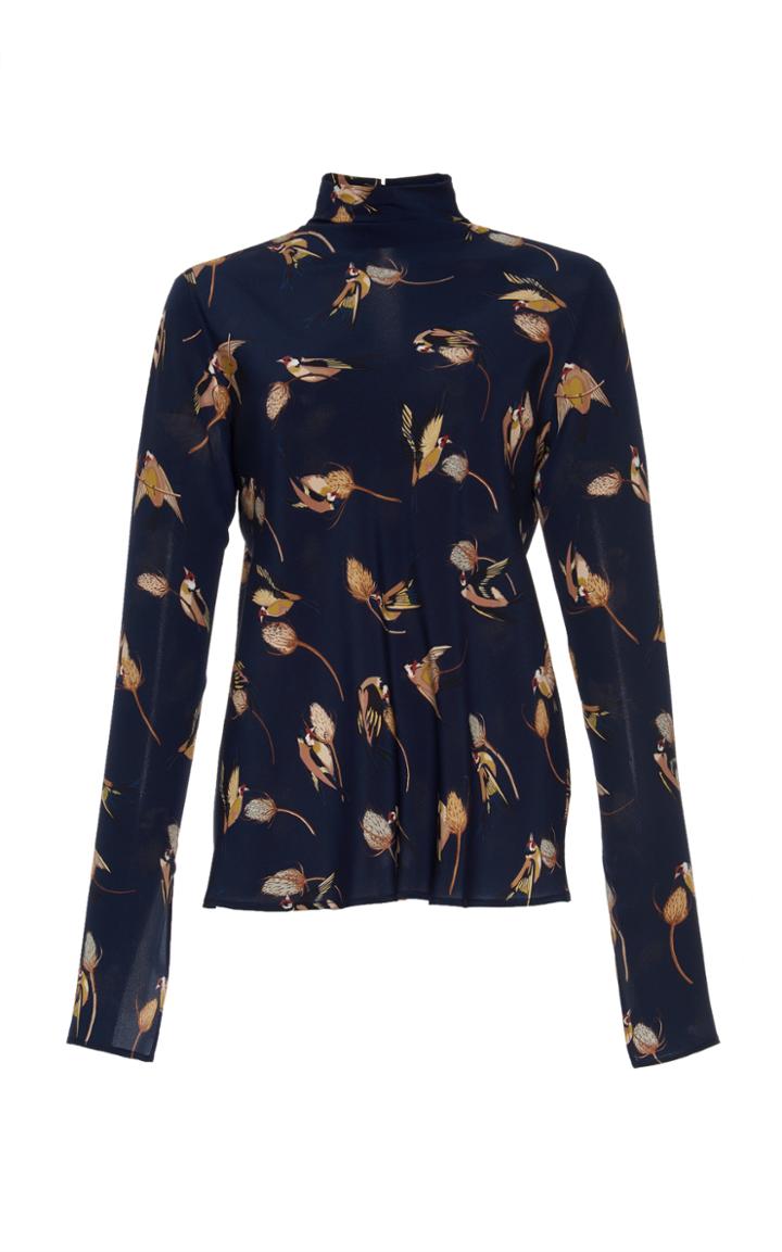 Agnona Printed High Neck Blouse