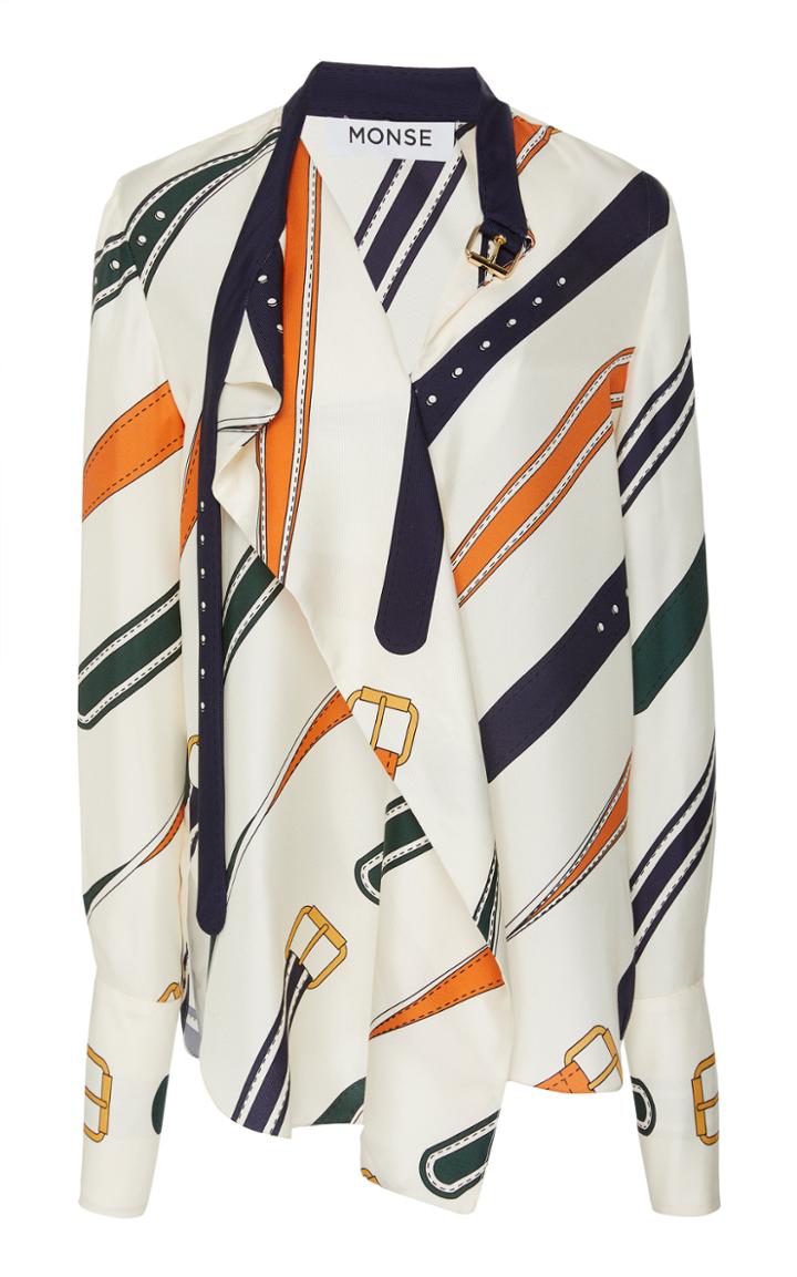 Monse Belt Collar Print Blouse