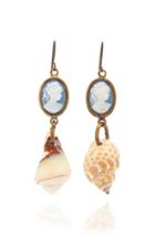 Rosie Assoulin Small Blue Cameo Shell Earrings