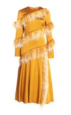 Moda Operandi Huishan Zhang Kira Feathered Satin Dress