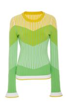 Prabal Gurung Striped Ribbed-knit Top