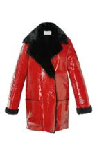 Christopher Kane Hip Length Patent & Shearling Coat